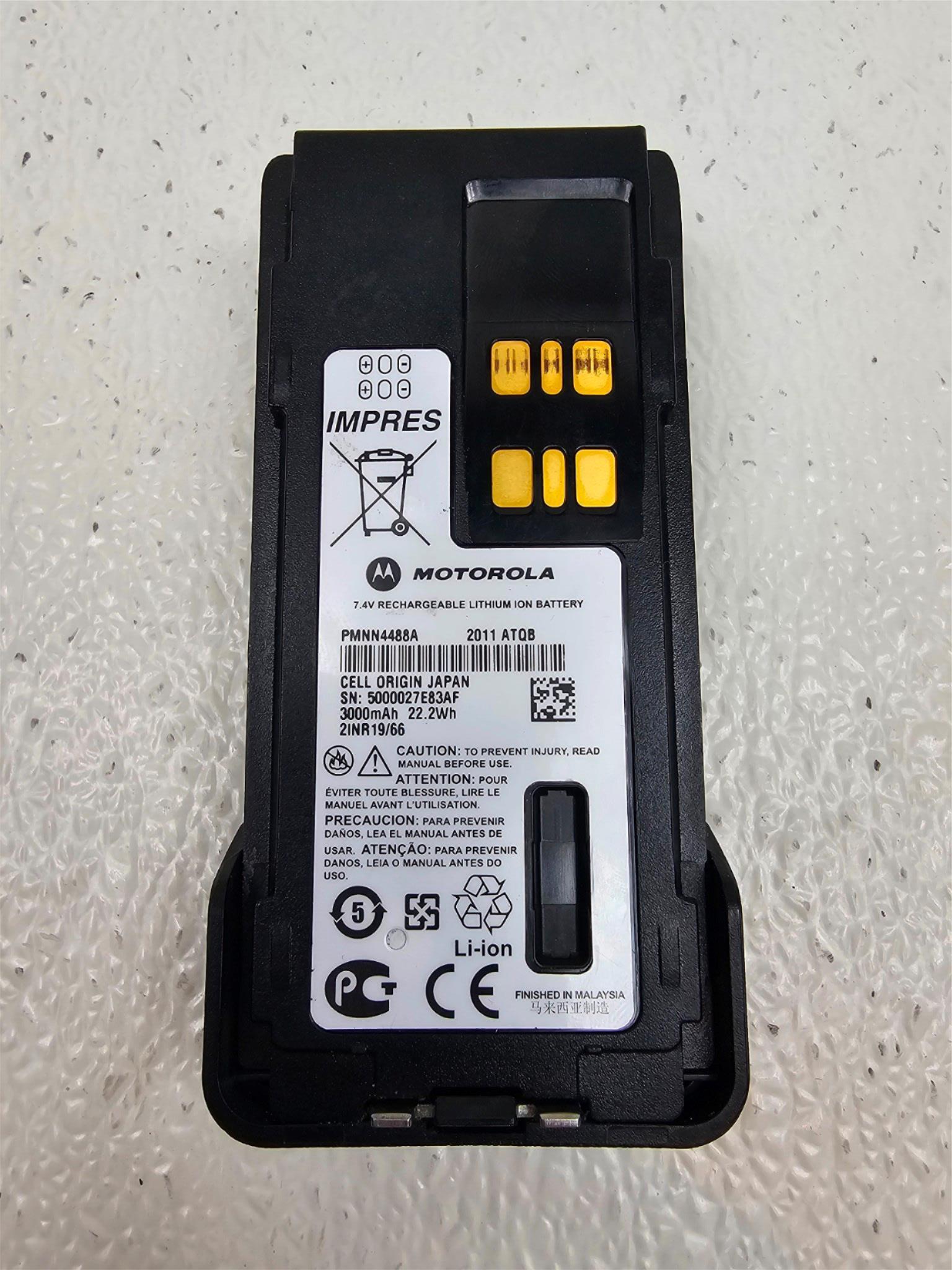 Motorola PMNN4488A High-Capacity 3000 mAh IMPRES Li-Ion Radio Battery